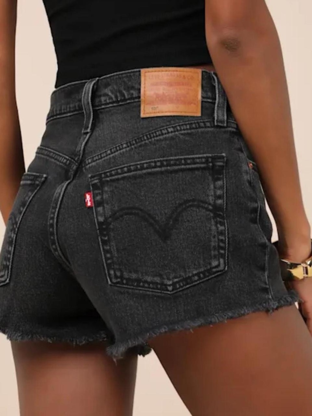 Levi's Black Wash 501 High-Rise Denim Shorts